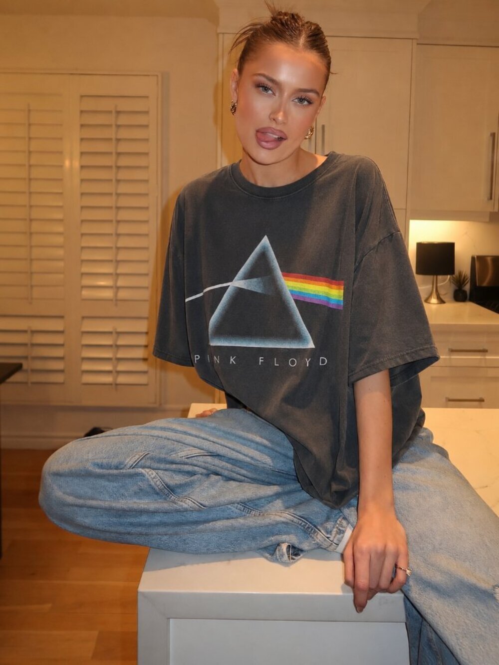 2000s Pink Floyd Band T-shirt Black Oversized Long Y2K - Picture 1 of 8
